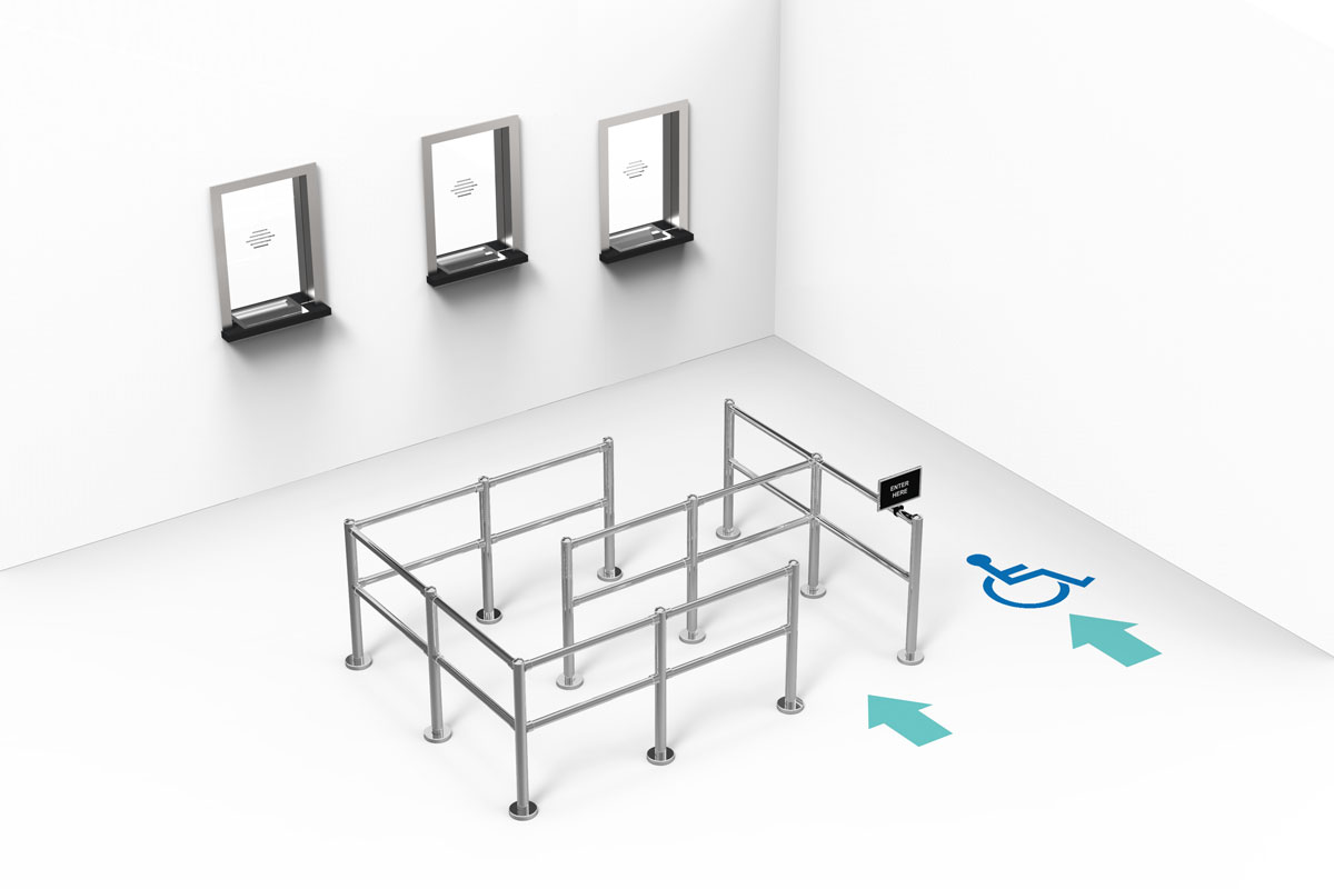 Post and rail systems for queueing