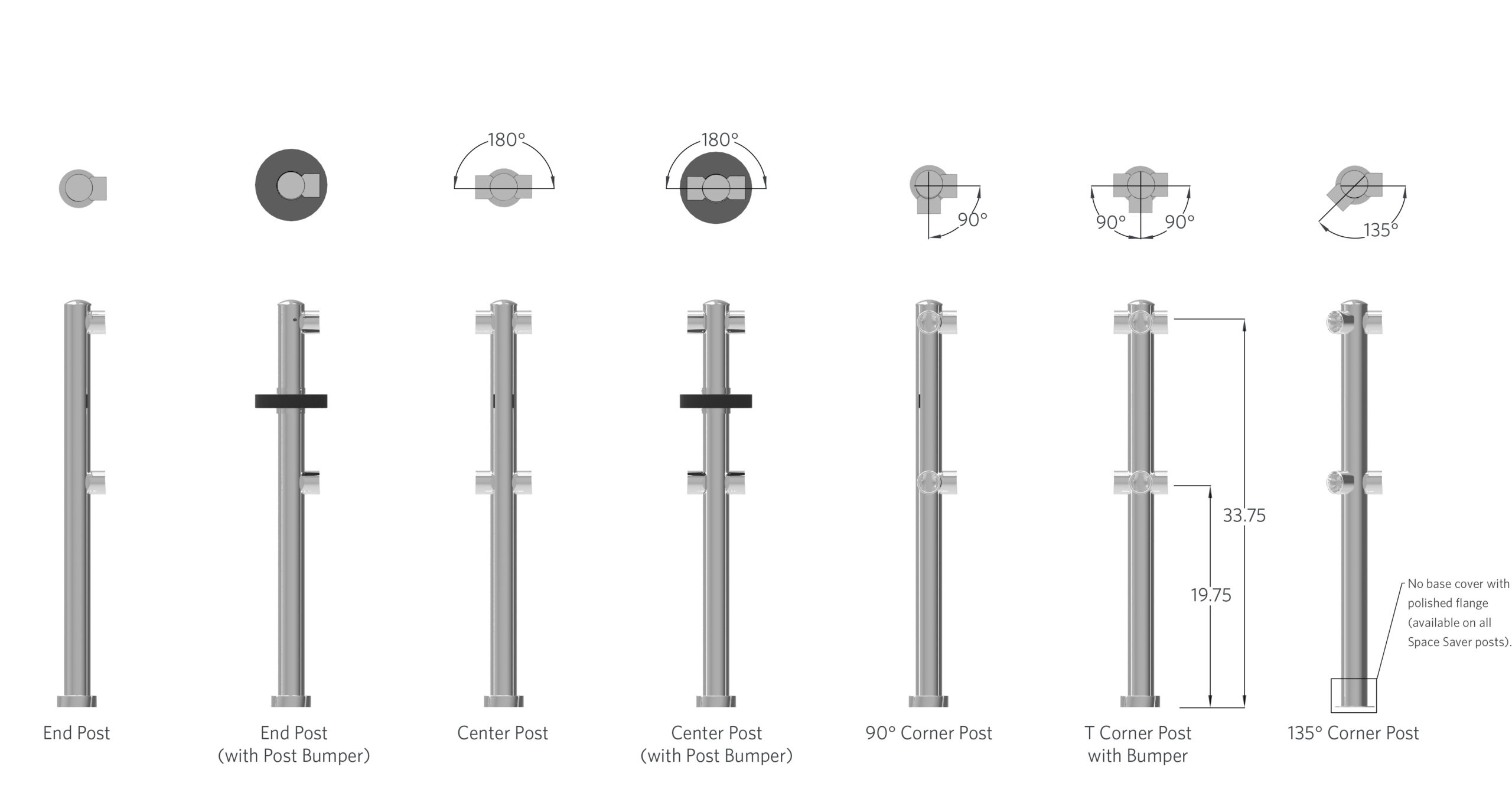 Space Saver 35 inch post and rail systems