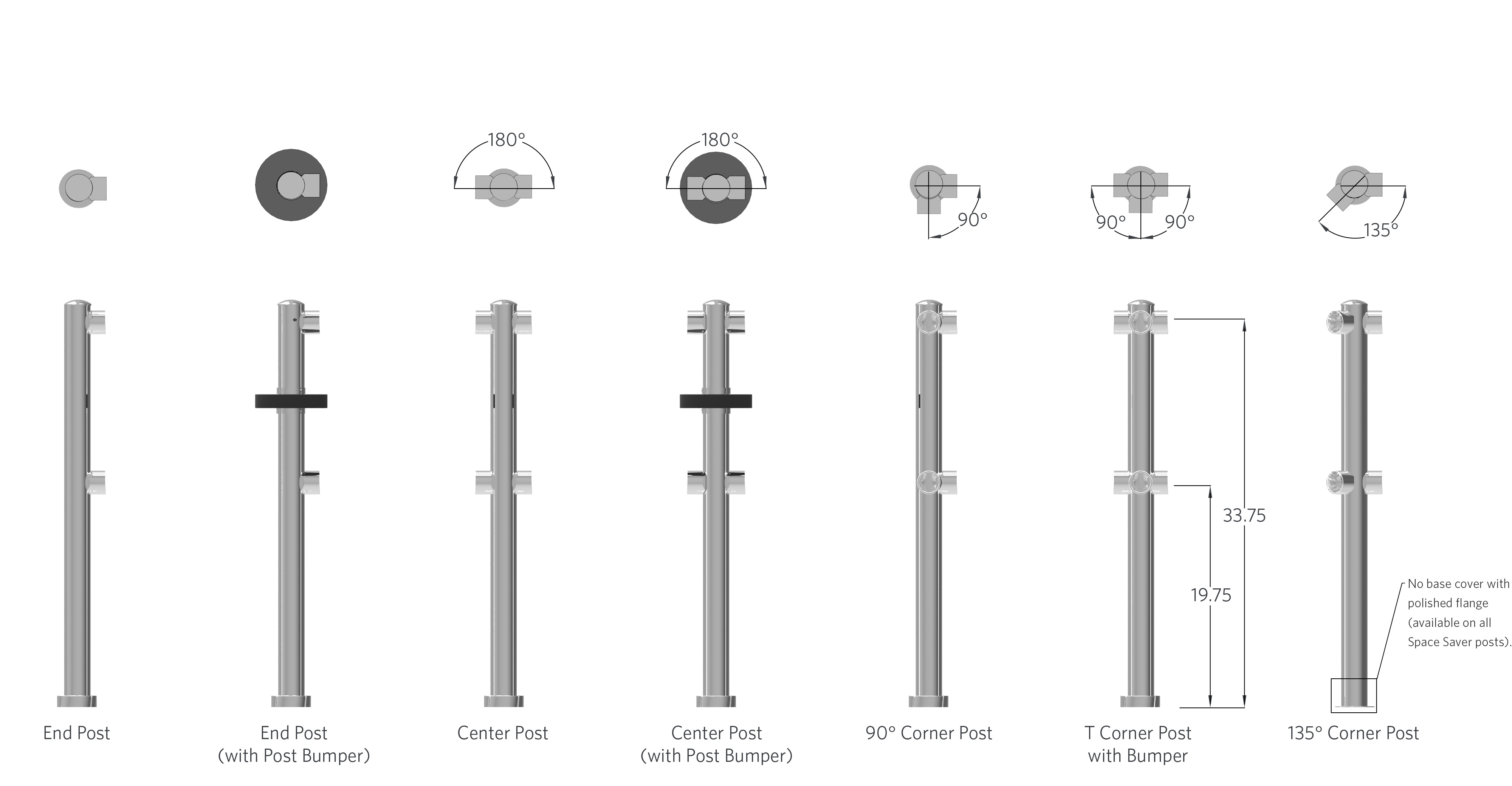 Space Saver 35 inch post and rail systems