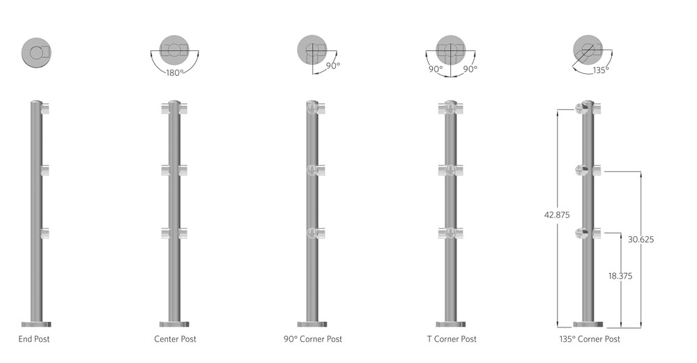 Vogue 44 inch triple post and rail systems