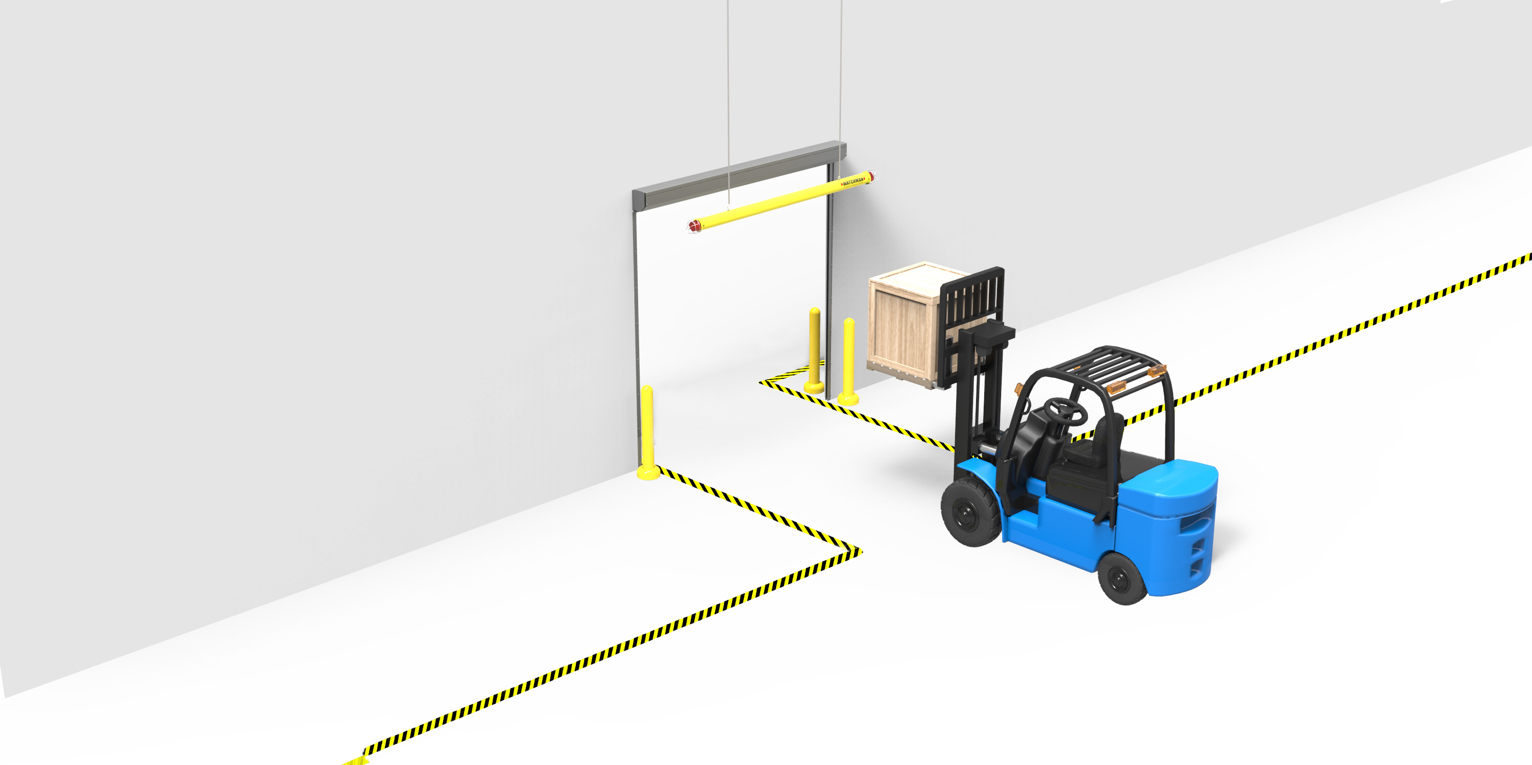Forklift collision avoidance for roll up doors